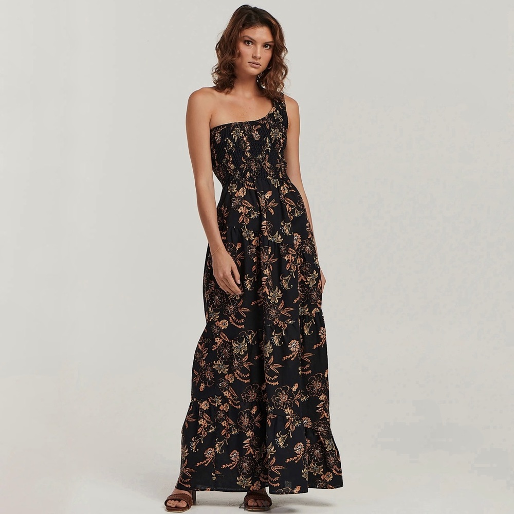 Charlie Holiday | Pamela One-Shoulder Linen Cotton Maxi Dress Size XS / US 2